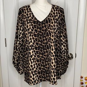 Cheetah Print Long Sleep Blouse